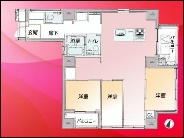 Floor plan. 3LDK, Price 63,800,000 yen, Footprint 78.1 sq m , Balcony area 8.37 sq m square room. There all rooms daylighting