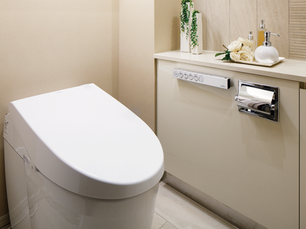 Interior.  [Tankless toilet] Tank-less produce a spacious space with simple design. Toilet body is of course, It is your easy-to-clean toilet to toilet seat part.