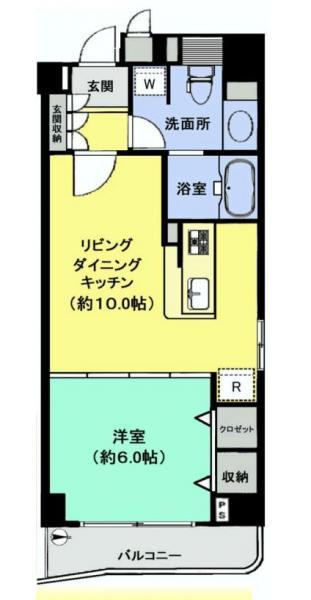 Floor plan. 1LDK, Price 30 million yen, Occupied area 40.01 sq m , Balcony area 4.54 sq m