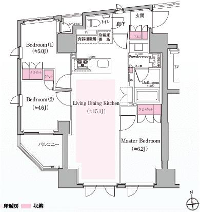 Floor plan. 3LDK, Price 58,600,000 yen, Occupied area 65.31 sq m , Balcony area 4.18 sq m