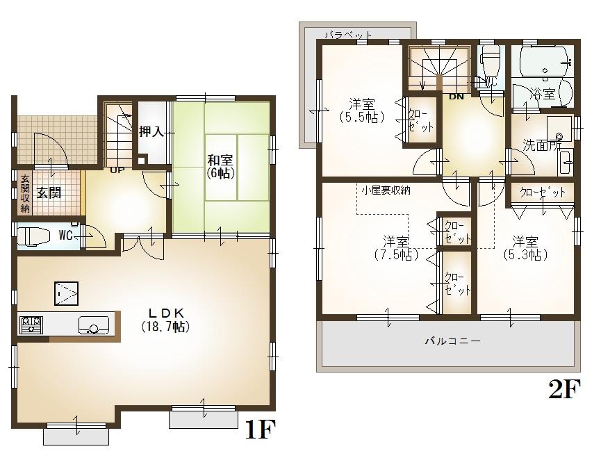 Floor plan. 45,800,000 yen, 4LDK, Land area 109.58 sq m , Building area 102.67 sq m
