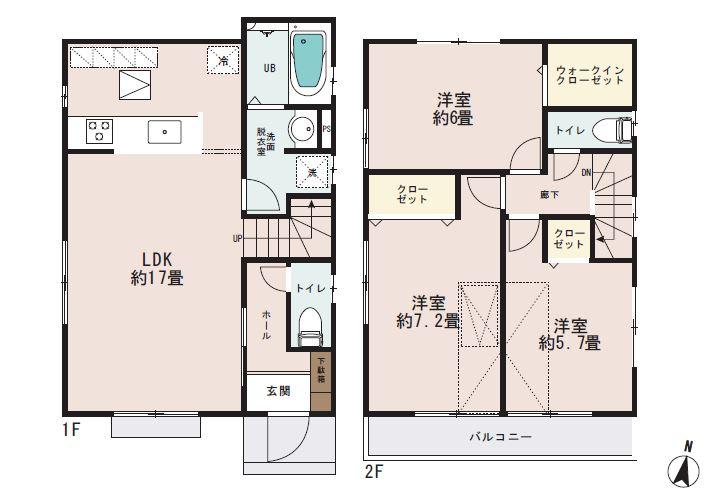 Floor plan. (3 Building), Price 41,800,000 yen, 3LDK, Land area 109.47 sq m , Building area 85.29 sq m