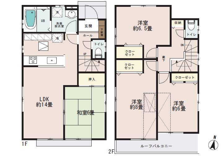 Floor plan. (1 Building), Price 43,800,000 yen, 4LDK, Land area 120.83 sq m , Building area 94.8 sq m