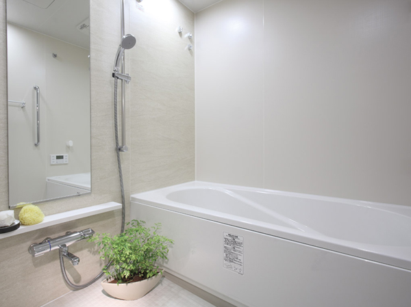 Bathing-wash room.  [Bathroom] Bathroom with a sophisticated design and functionality.