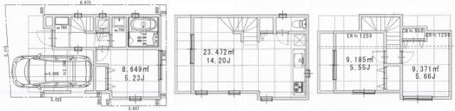 Floor plan. (A Building), Price 34,800,000 yen, 3LDK, Land area 46.73 sq m , Building area 73.39 sq m