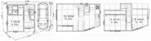 Floor plan. (D Building), Price 37,800,000 yen, 3LDK, Land area 45.38 sq m , Building area 74.88 sq m