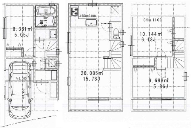 Floor plan. (E Building), Price 34,800,000 yen, 3LDK, Land area 49.74 sq m , Building area 76.79 sq m