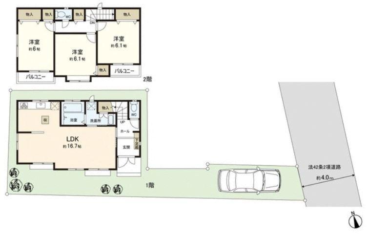 Floor plan. 47,300,000 yen, 4LDK, Land area 106.08 sq m , Building area 84.87 sq m