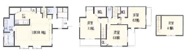 Floor plan. ((2) Building), Price 53,500,000 yen, 4LDK, Land area 100 sq m , Building area 94.6 sq m
