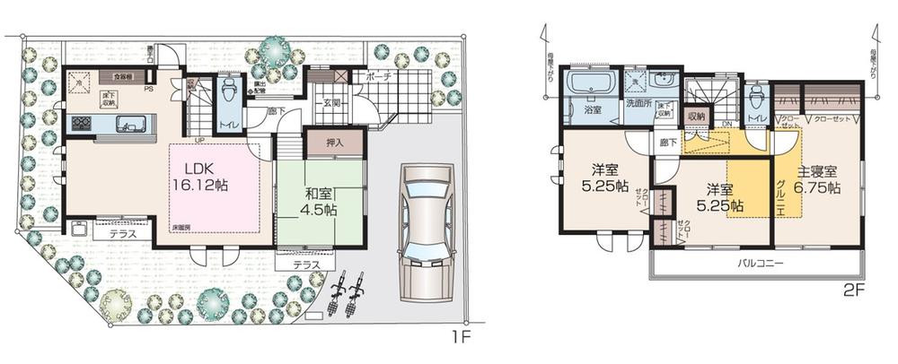 Floor plan. (1 Building), Price 61,280,000 yen, 4LDK, Land area 113.14 sq m , Building area 90.47 sq m