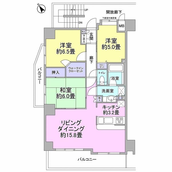Floor plan. 3LDK, Price 39,900,000 yen, Occupied area 77.09 sq m , Between the balcony area 15.2 sq m floor plan