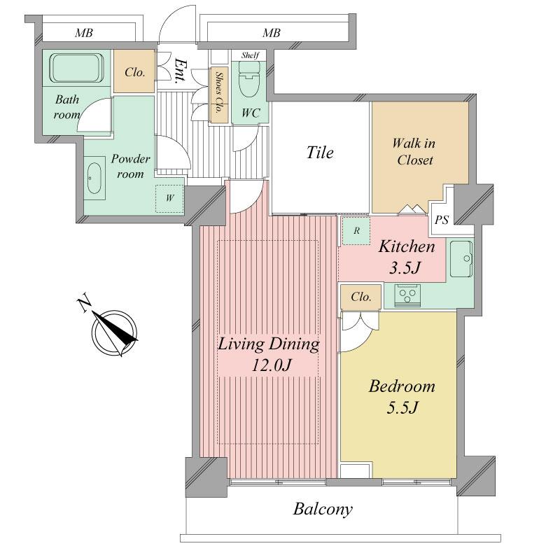 Floor plan. 2LDK + S (storeroom), Price 38,800,000 yen, Occupied area 65.02 sq m , Balcony area 7.65 sq m