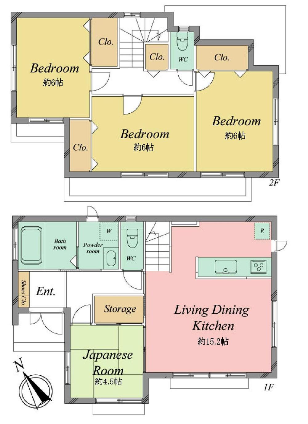 Floor plan. 41,800,000 yen, 4LDK, Land area 109.58 sq m , Building area 90.66 sq m