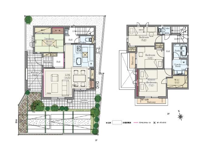 Floor plan. (PLAN5), Price 58,600,000 yen, 4LDK, Land area 127 sq m , Building area 100 sq m