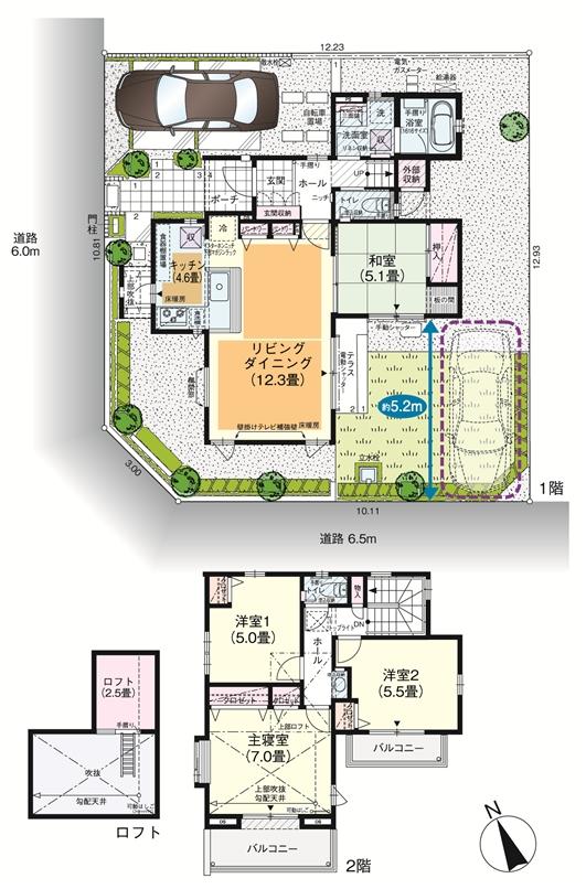 Floor plan. (36-51 Building), Price 63,150,000 yen, 4LDK, Land area 156.05 sq m , Building area 93.59 sq m