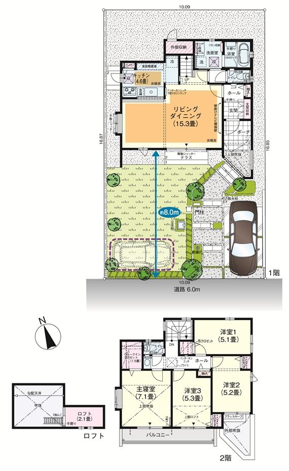Floor plan. (36-65 Building), Price 64,840,000 yen, 4LDK, Land area 170.18 sq m , Building area 99.36 sq m
