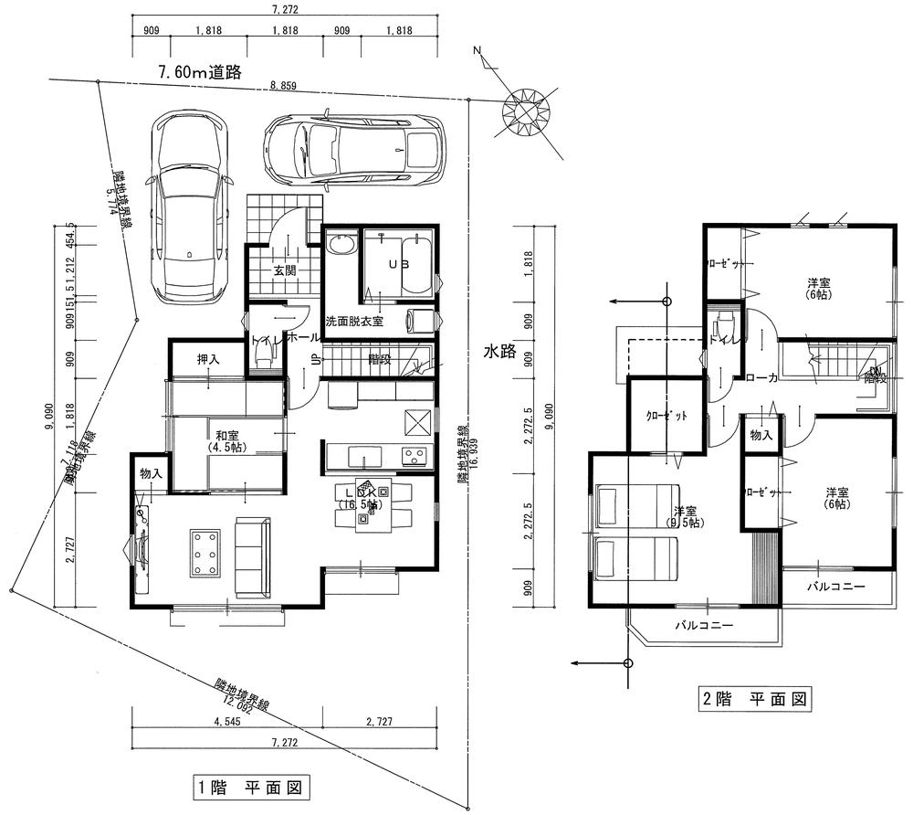 Building plan example (floor plan). Building plan example Building price 14.3 million yen, Building area on the ground floor 52.88 sq m  ・ Second floor 52.05 sq m  Total 104.93 sq m