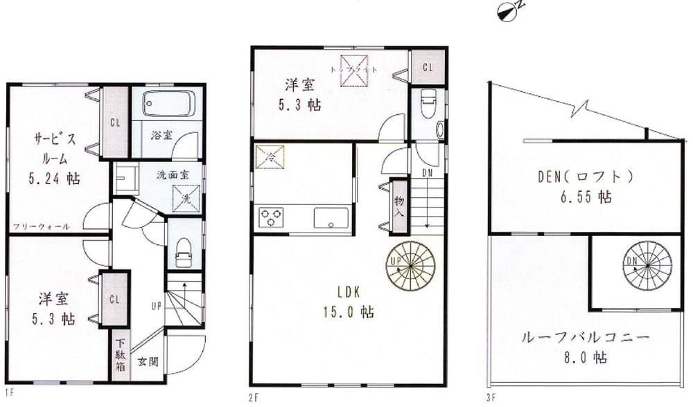 Floor plan. 43,800,000 yen, 3LDK + S (storeroom), Land area 57.28 sq m , It has become an attractive floor plan that was subjected to a building area 100.9 sq m devising!