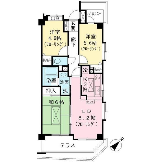 Floor plan. 3LDK, Price 25,500,000 yen, Occupied area 60.44 sq m , Balcony area 1.86 sq m Floor