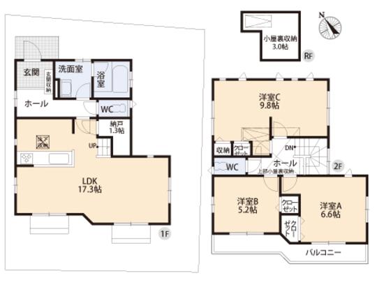 Floor plan. 57,800,000 yen, 3LDK, Land area 116.4 sq m , Building area 92.94 sq m floor plan