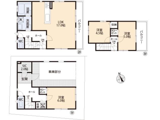 Floor plan. 53,800,000 yen, 3LDK, Land area 72.58 sq m , Building area 108.9 sq m floor plan