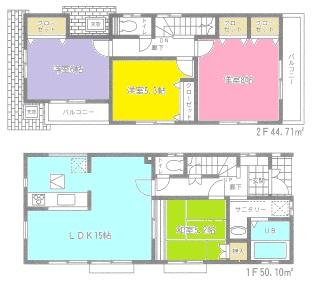 Floor plan. (1 Building), Price 47,800,000 yen, 4LDK, Land area 103.93 sq m , Building area 94.81 sq m