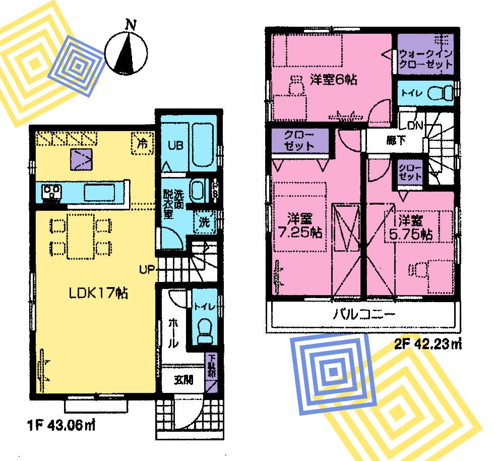 Floor plan. (3 Building), Price 43,800,000 yen, 3LDK, Land area 109.47 sq m , Building area 85.29 sq m