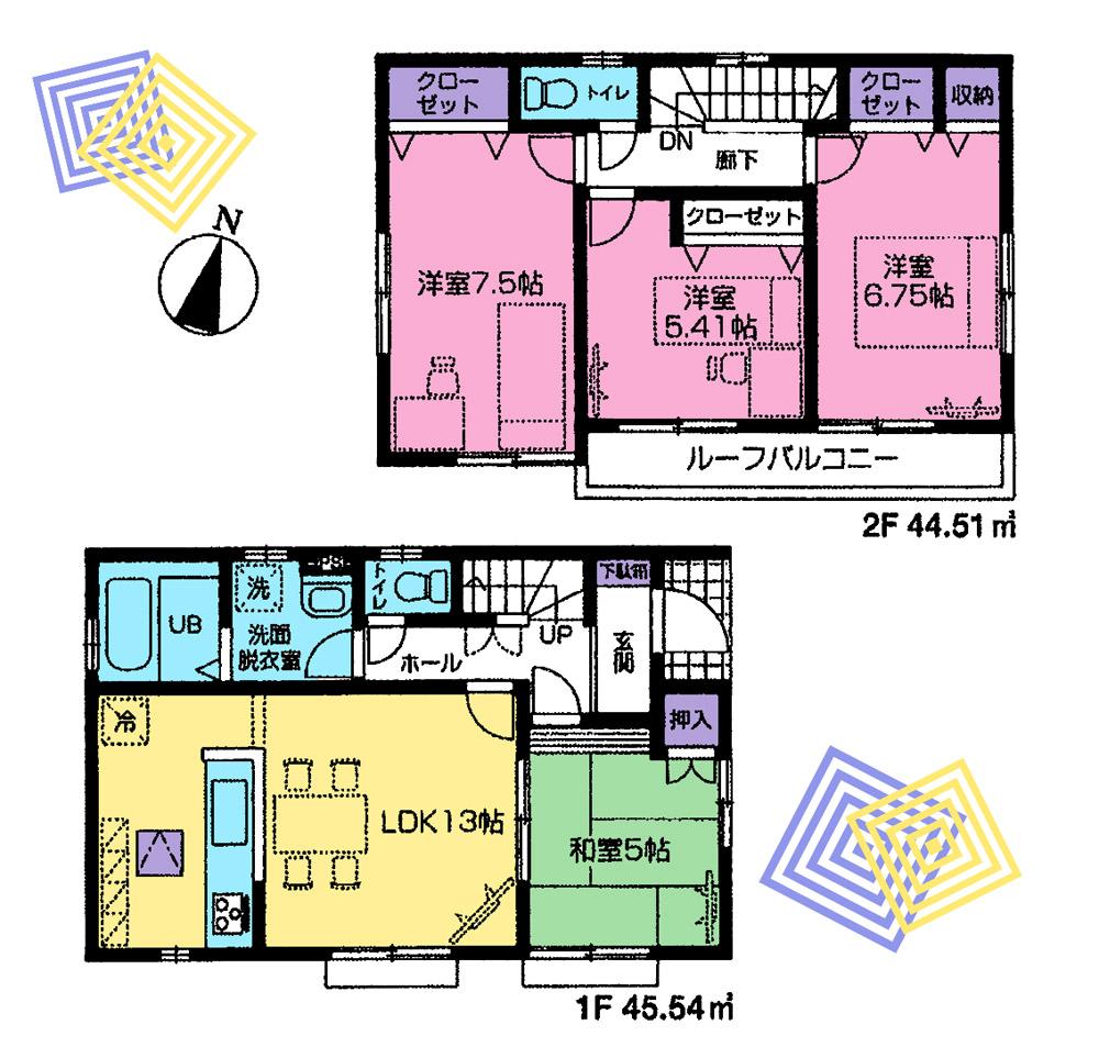 Floor plan. (4 Building), Price 46,900,000 yen, 4LDK, Land area 118.1 sq m , Building area 90.05 sq m