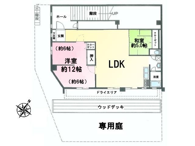 Floor plan. 2LDK, Price 22,900,000 yen, Between the occupied area 78.71 sq m Men Sunrise building floor plan
