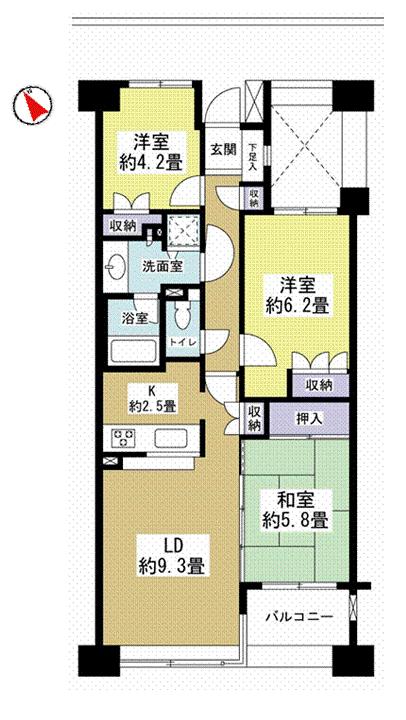 Floor plan. 3LDK, Price 33,500,000 yen, Occupied area 68.28 sq m , 3 floor of the balcony area 4.39 sq m 10-story