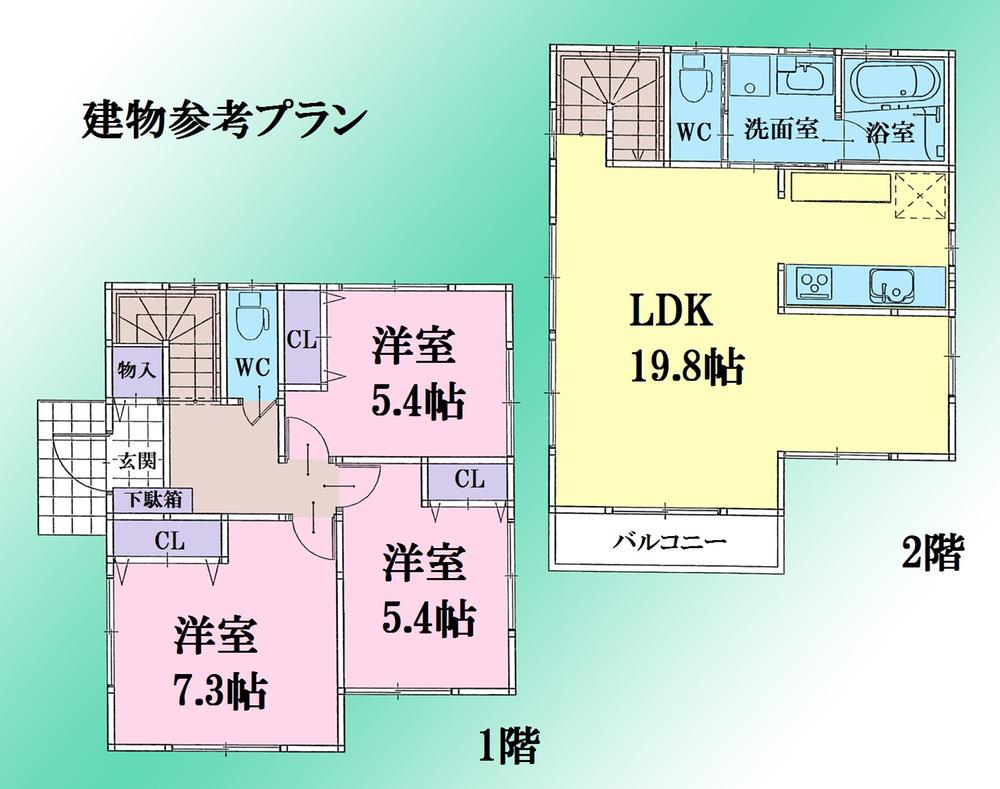 Building plan example (floor plan). Building plan example: Building price 15.3 million yen, Building area 87.76 sq m