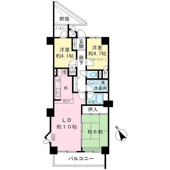 Floor plan. 3LDK, Price 27 million yen, Occupied area 70.39 sq m , Balcony area 10.65 sq m