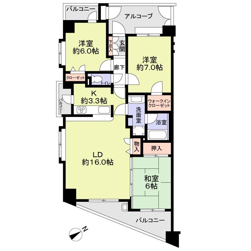 Floor plan. 3LDK, Price 38 million yen, Occupied area 80.12 sq m , Balcony area 10.3 sq m