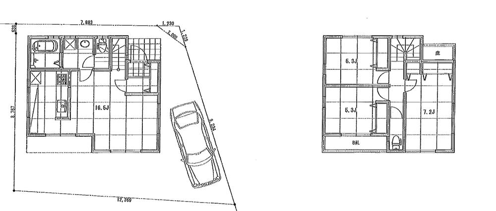 Compartment view + building plan example. Building plan example, Land price 38,300,000 yen, Land area 102.43 sq m , Building price 14,120,000 yen, Building area 81.94 sq m