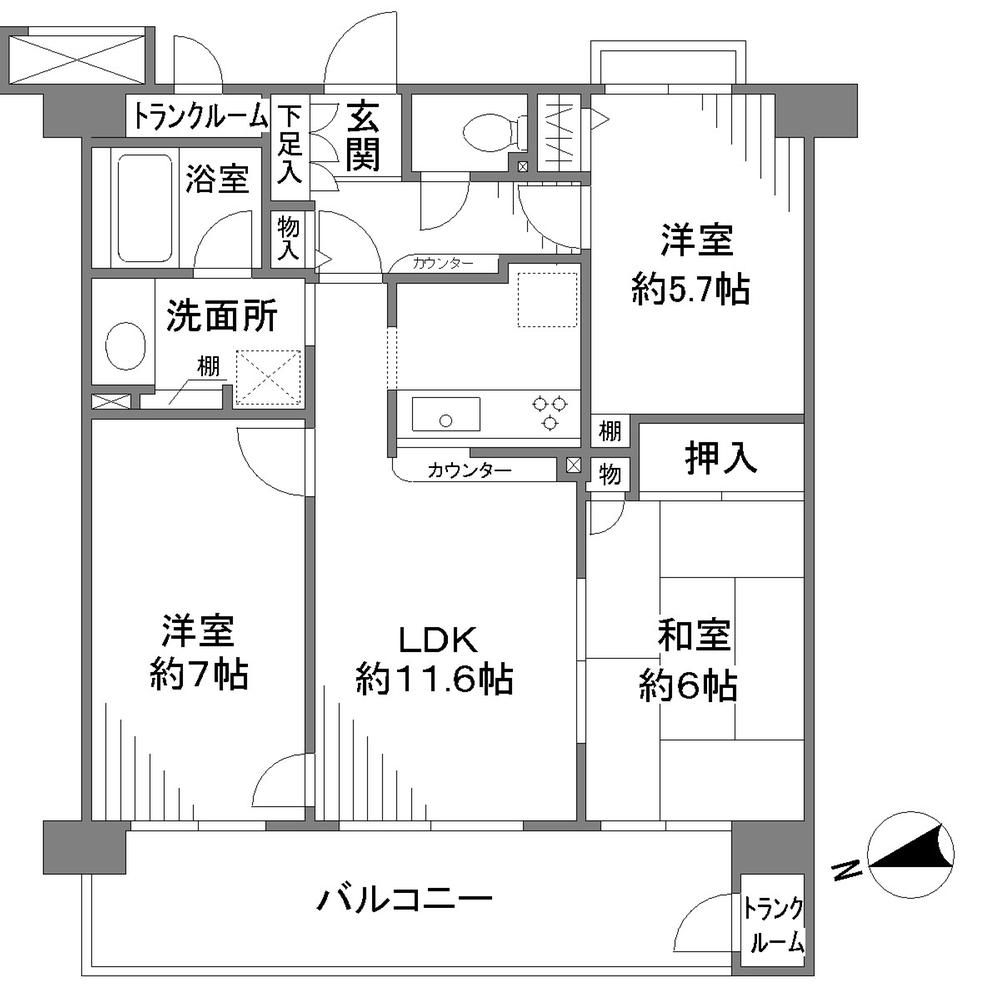 Floor plan. 3LDK, Price 29.5 million yen, Occupied area 69.16 sq m , Balcony area 11.84 sq m 69.16m2 3LDK