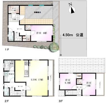 Floor plan. 53,800,000 yen, 3LDK, Land area 72.58 sq m , Building area 108.9 sq m