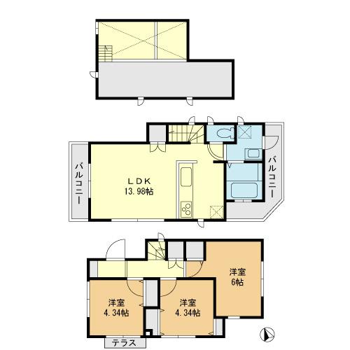 Building plan example (floor plan). Building plan example (A No. land) Building price 12.8 million yen, Building area 66.20 sq m