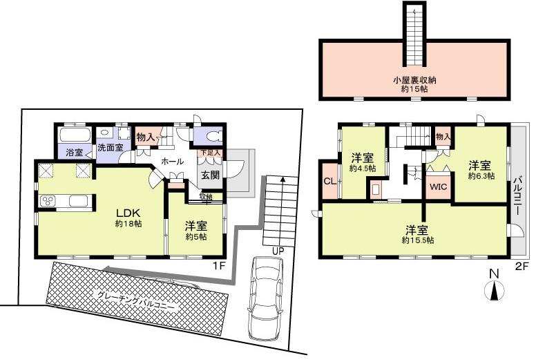 Floor plan. 59,800,000 yen, 4LDK, Land area 141.01 sq m , Building area 112.62 sq m