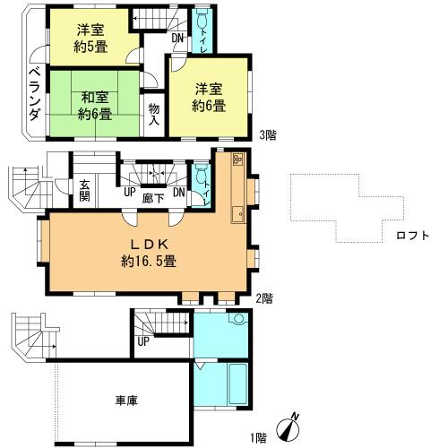 Floor plan. 32 million yen, 3LDK, Land area 64.29 sq m , Building area 102.39 sq m interior ・ Exterior renovated Air-conditioned four All rooms are equipped with