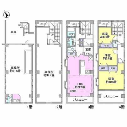 Floor plan. From the fourth floor balcony, Overlook the fireworks of Chofu (when held)