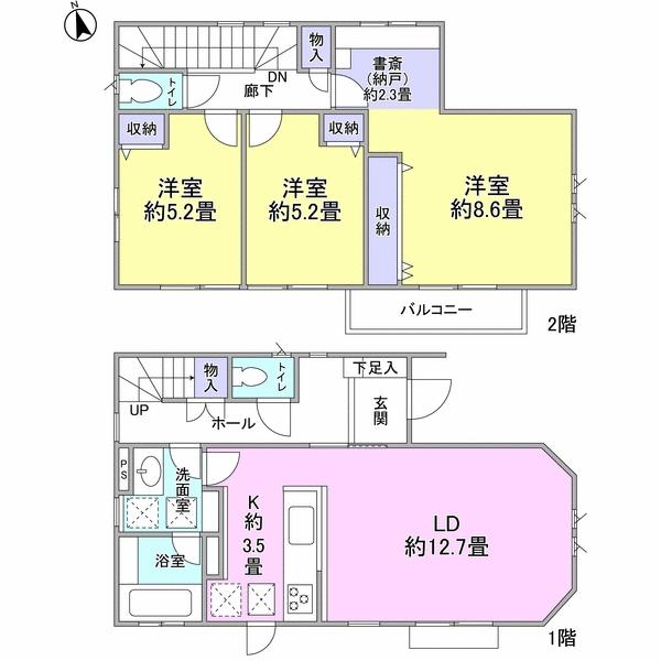 Floor plan. 58,800,000 yen, 3LDK, Land area 116.24 sq m , Building area 90.24 sq m floor plan