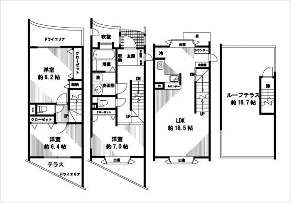 Floor plan. 3LDK, Price 39,900,000 yen, The area occupied 100.2 sq m , Balcony area 8.5 sq m