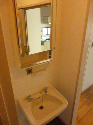Washroom. Wash basin is equipped with independent