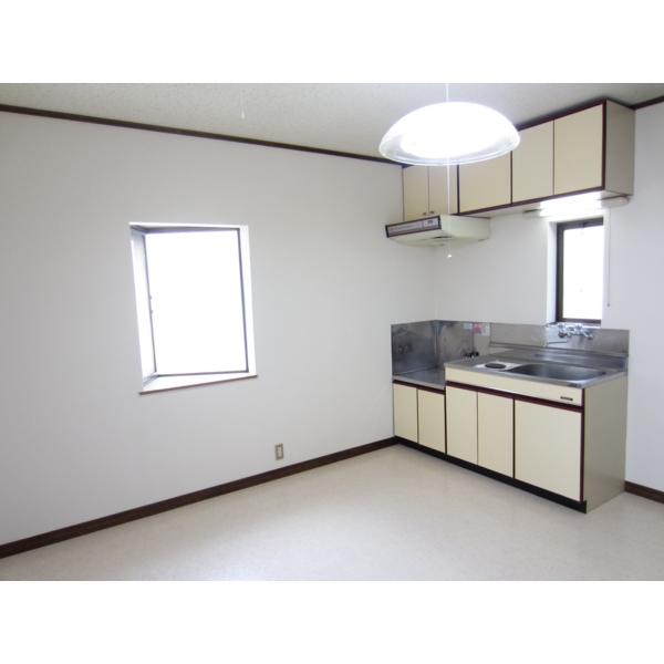 Kitchen. Window with kitchen two-burner gas stove installation Allowed