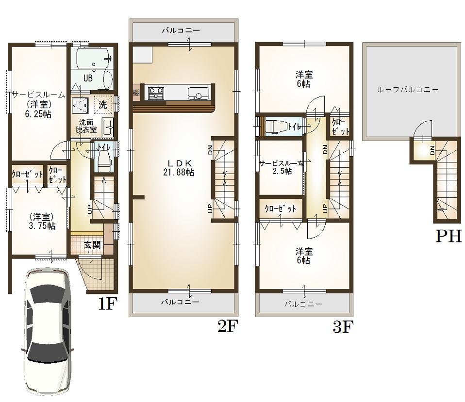 Floor plan. 48,800,000 yen, 4LDK + S (storeroom), Land area 73.96 sq m , Building area 115.68 sq m