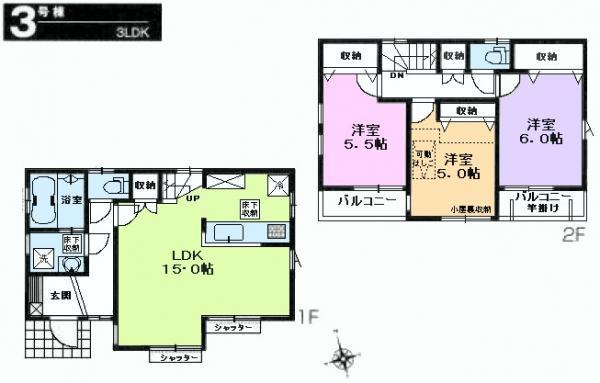 Floor plan. 47,800,000 yen, 3LDK, Land area 99.78 sq m , Building area 79.48 sq m floor plan