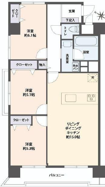 Floor plan. 3LDK, Price 29,800,000 yen, Occupied area 70.14 sq m , Balcony area 7.96 sq m