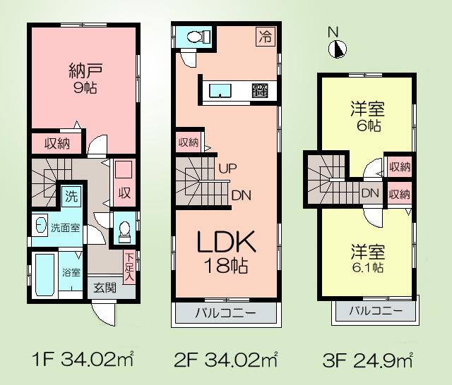 Floor plan. 35,800,000 yen, 3LDK, Land area 93.35 sq m , Building area 92.94 sq m