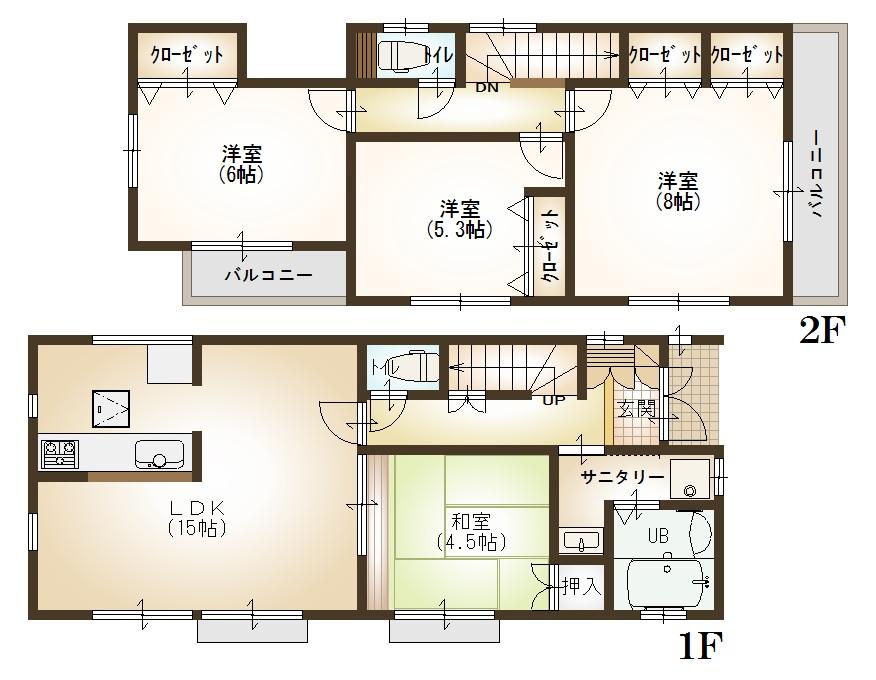 Floor plan. 47,600,000 yen, 4LDK, Land area 103.93 sq m , Building area 94.81 sq m