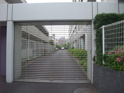 Parking lot. Private car park with a shutter